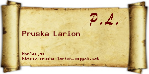 Pruska Larion névjegykártya